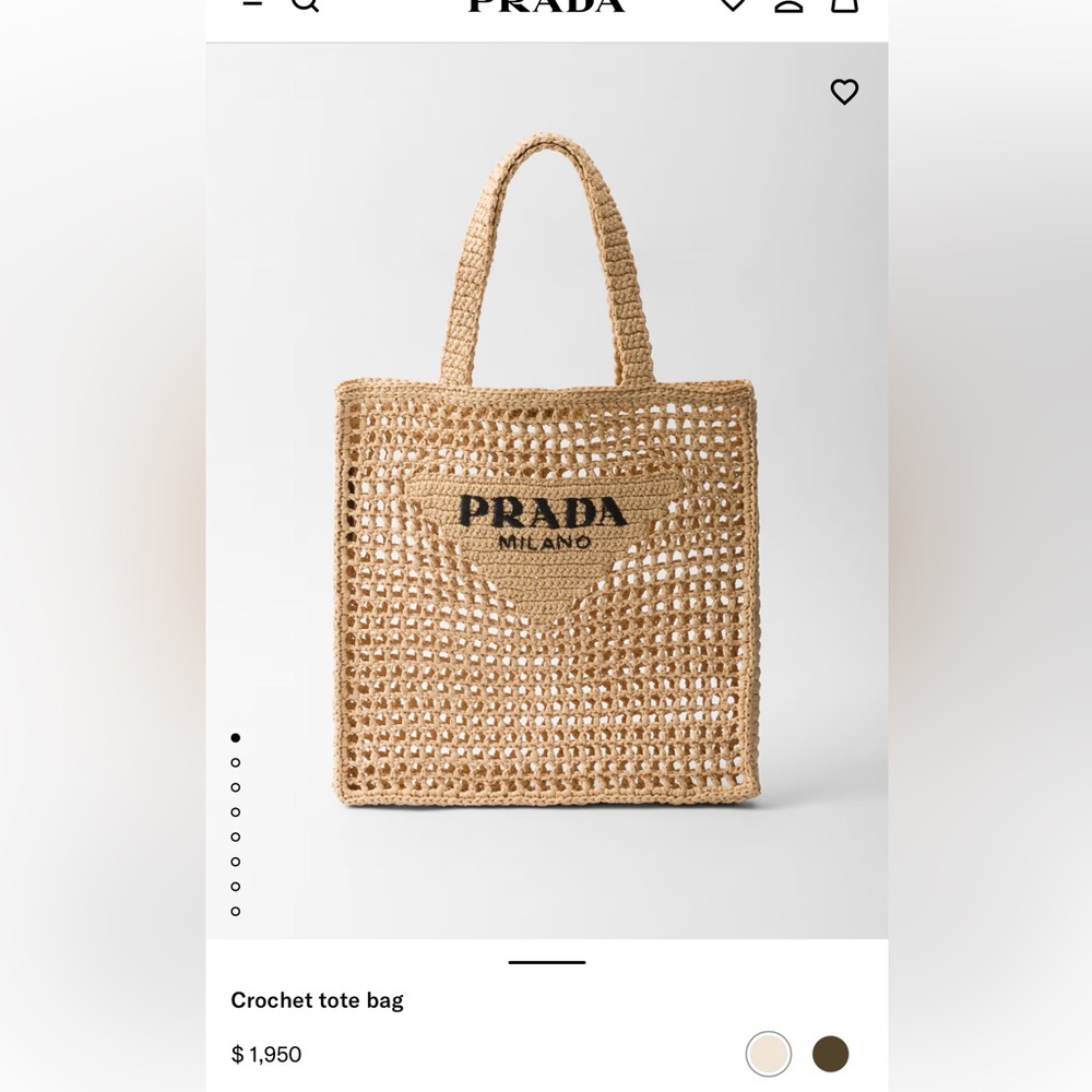 Prada Beige Crochet Tote Bag